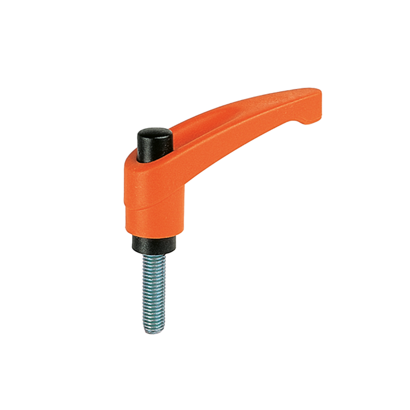 Clamping handle, glass fiber reinforced polyamide, male thread M8, L=75mm, H=48mm
