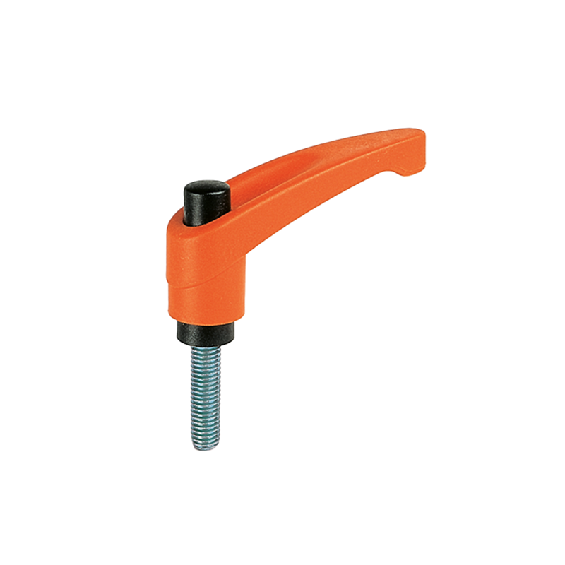 Clamping handle, glass fiber reinforced polyamide, male thread M8, L=98mm, H=63mm
