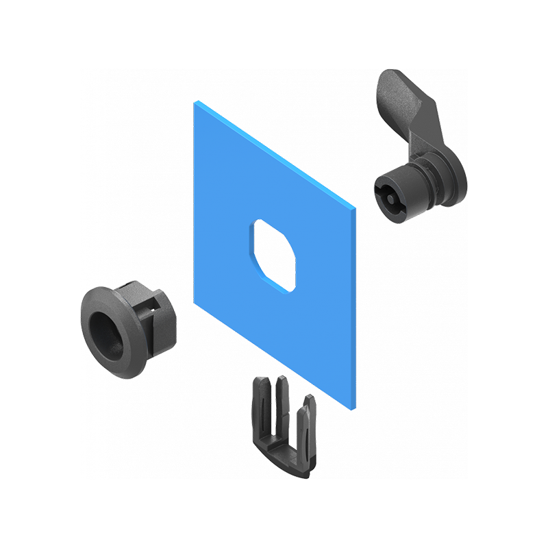 Insert with integrated cam for quick mounting, glass fiber reinforced polyamide, series 1500, H-measure=18mm, class IP65