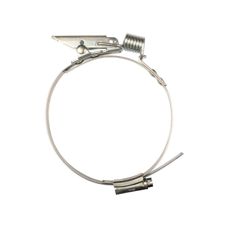 Complete hose clamp, electro zinc plated steel, Diameter range: 70-115mm, T= 1mm, spring claw