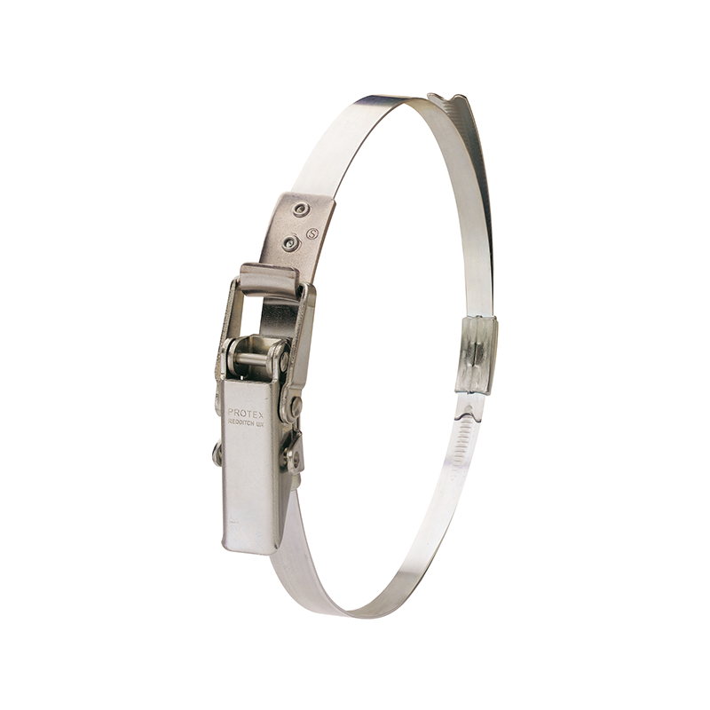 Complete hose clamp, electro zinc plated steel, Diameter range: 90-135mm, T= 1mm