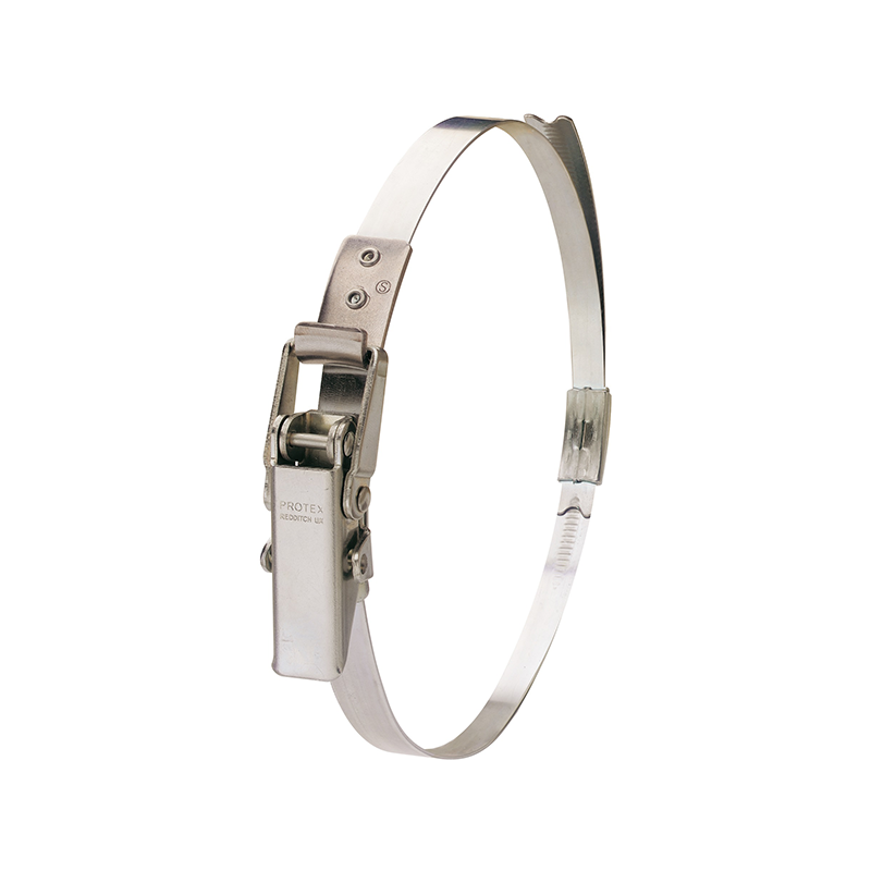 Complete hose clamp, electro zinc plated steel, Diameter range: 130-175mm, T= 1mm