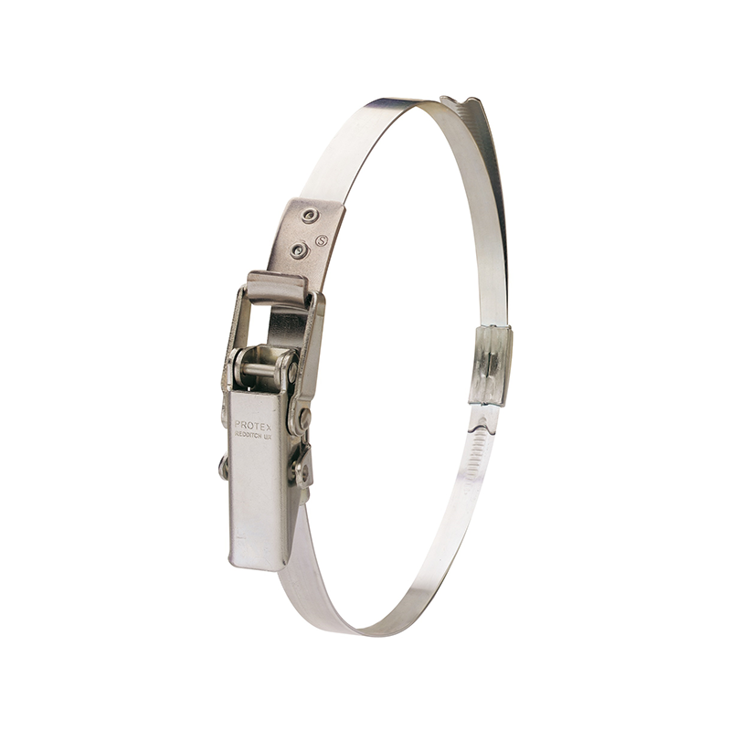 Complete hose clamp, electro zinc plated steel, Diameter range: 170-215mm, T= 1mm