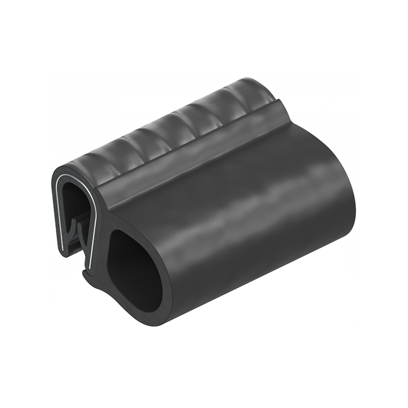 Edge profile w/side bulb, black PVC, clamping width = 1 - 4mm