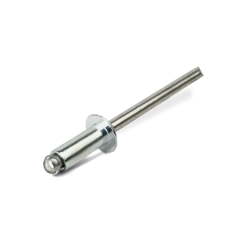 Blind rivet, open, dome head, steel, D=4,8, L=12, clamping range, min.=6 Blind rivet, open, dome head, steel, D=4,8, L=12, clamping range, min.=6