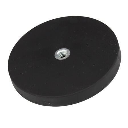 Rubber coated magnet, circular, M6, H=8,5mm , F=250N