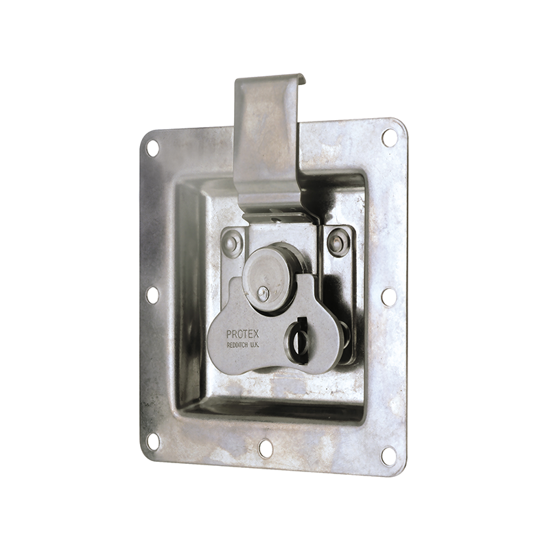 Rotary turn latch, stainless steel, L=122,3, B=108, H=20, med hængelås