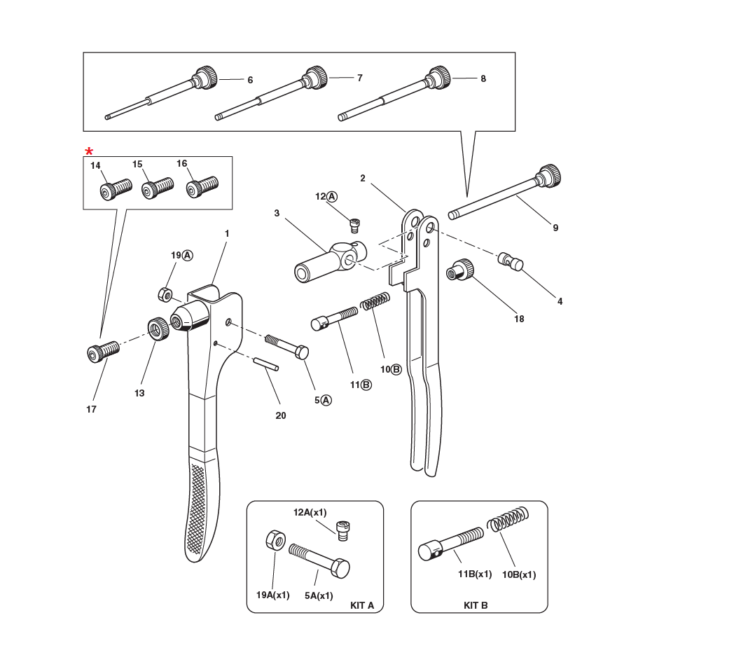 Accessories for riveting tools, Head, M3, for series KJ 17