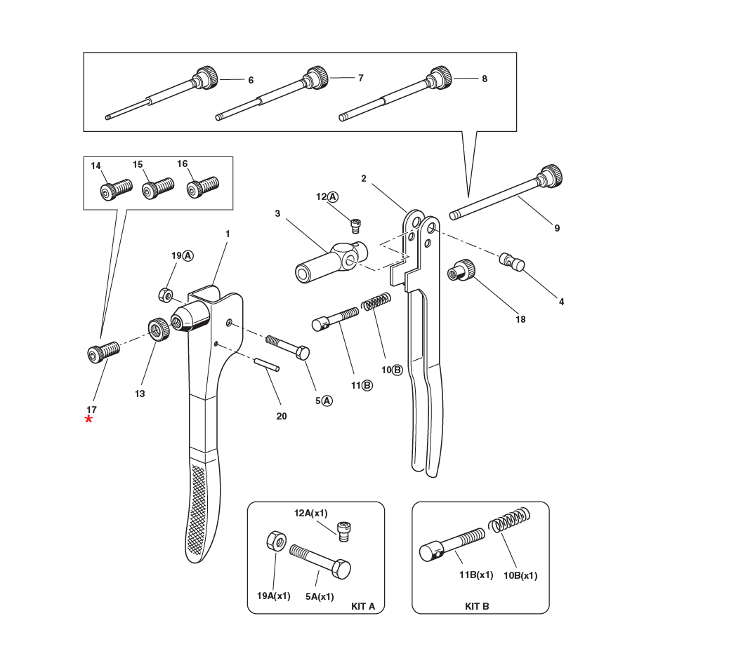 Accessories for riveting tools, Head, M6, for series KJ 17