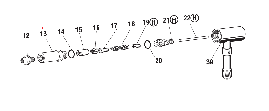 Accessories for riveting tools, Sleeve carrying nozzle, for series RAC 180/230/2200