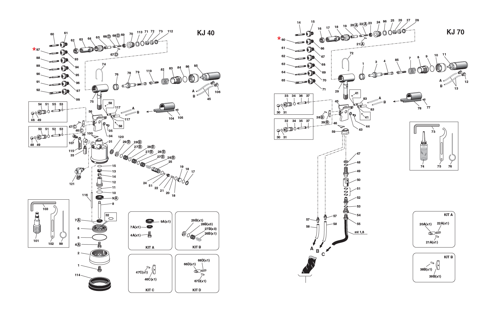 Accessories for riveting tools, Tie rod, M3, for series KJ 40/50/70