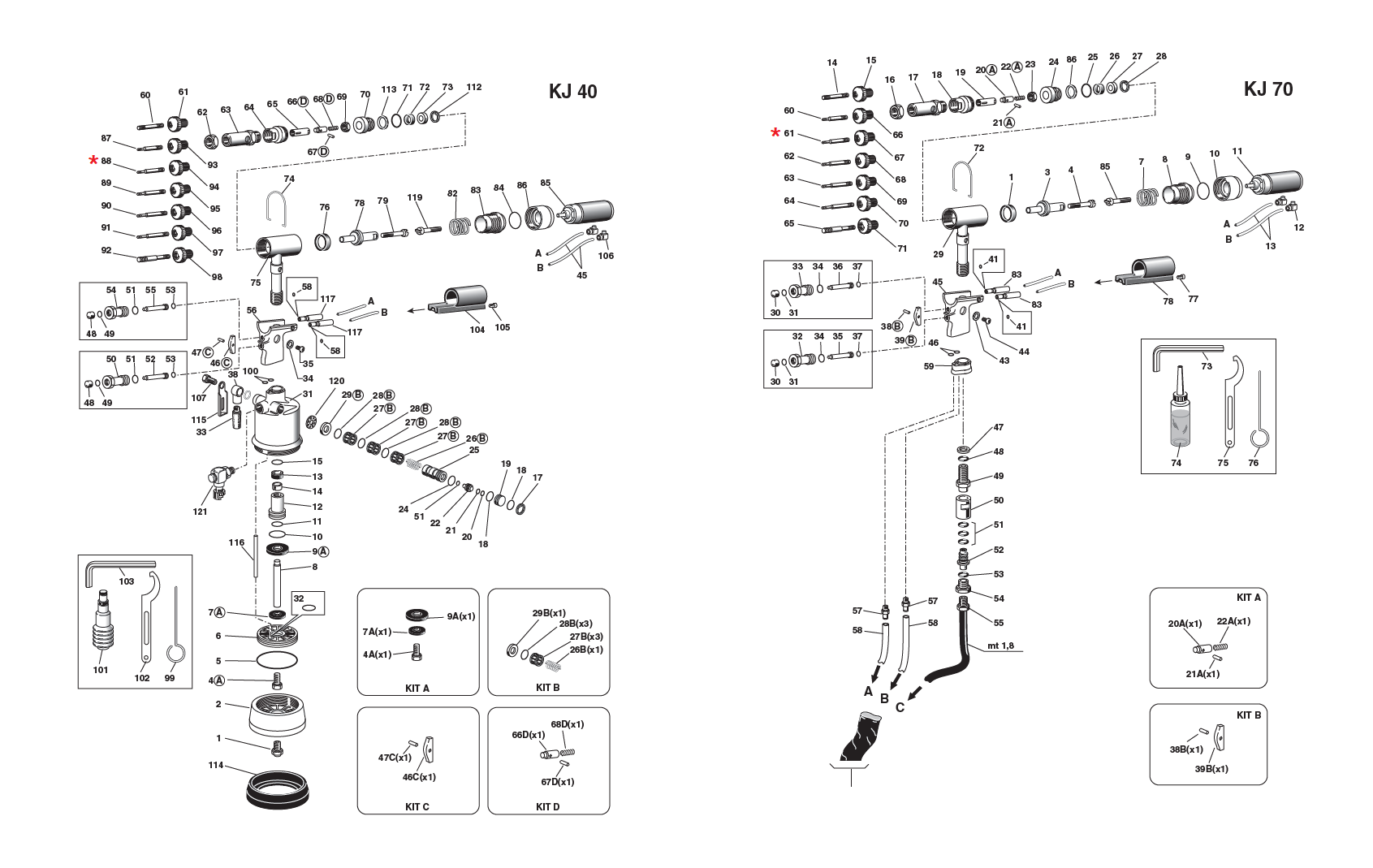 Accessories for riveting tools, Tie rod, M4, for series KJ 40/50/70