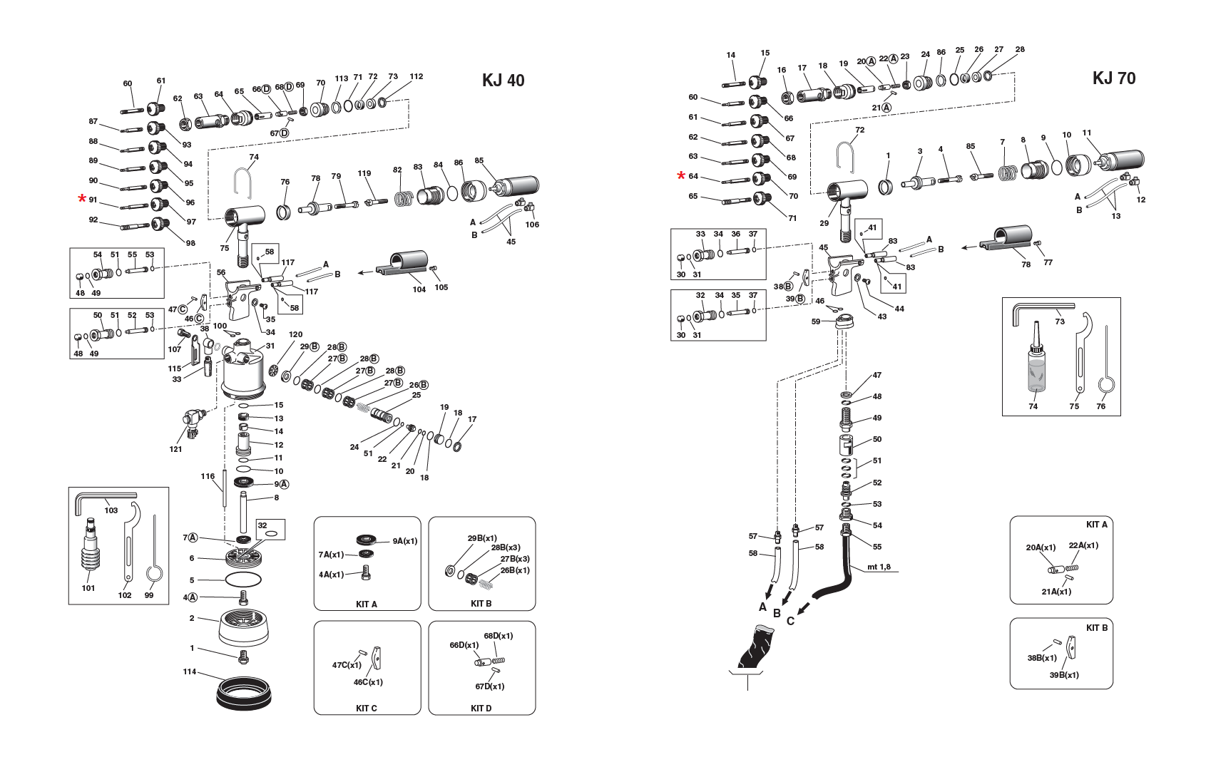 Accessories for riveting tools, Tie rod, M8, for series KJ 40/50/70