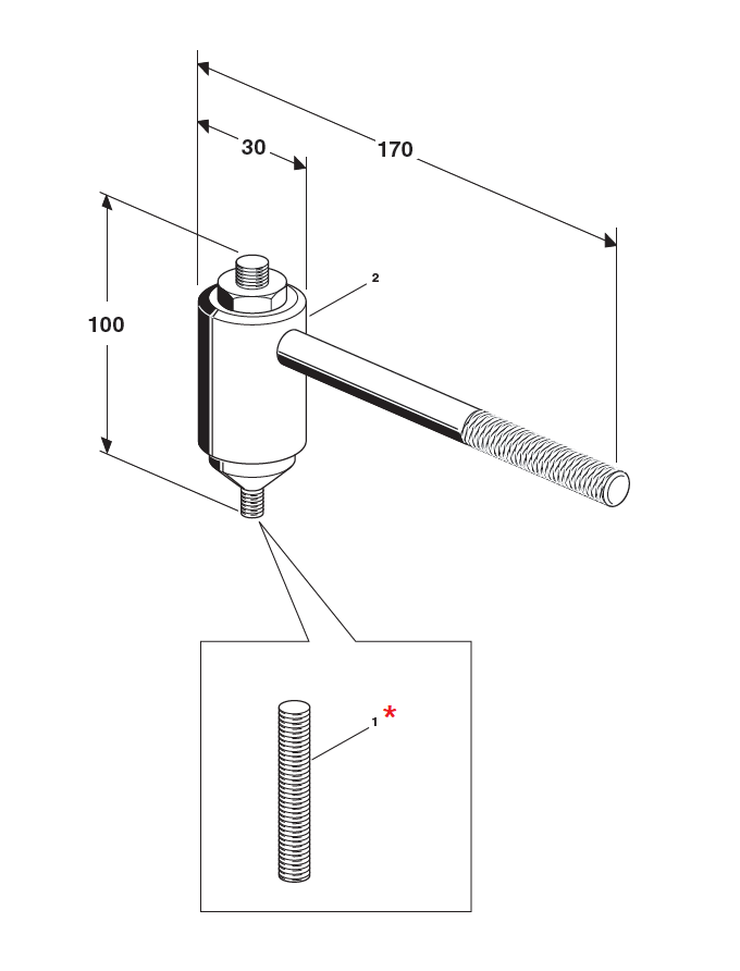 Accessories for riveting tools, Tire rod, M4, for series KJ 15