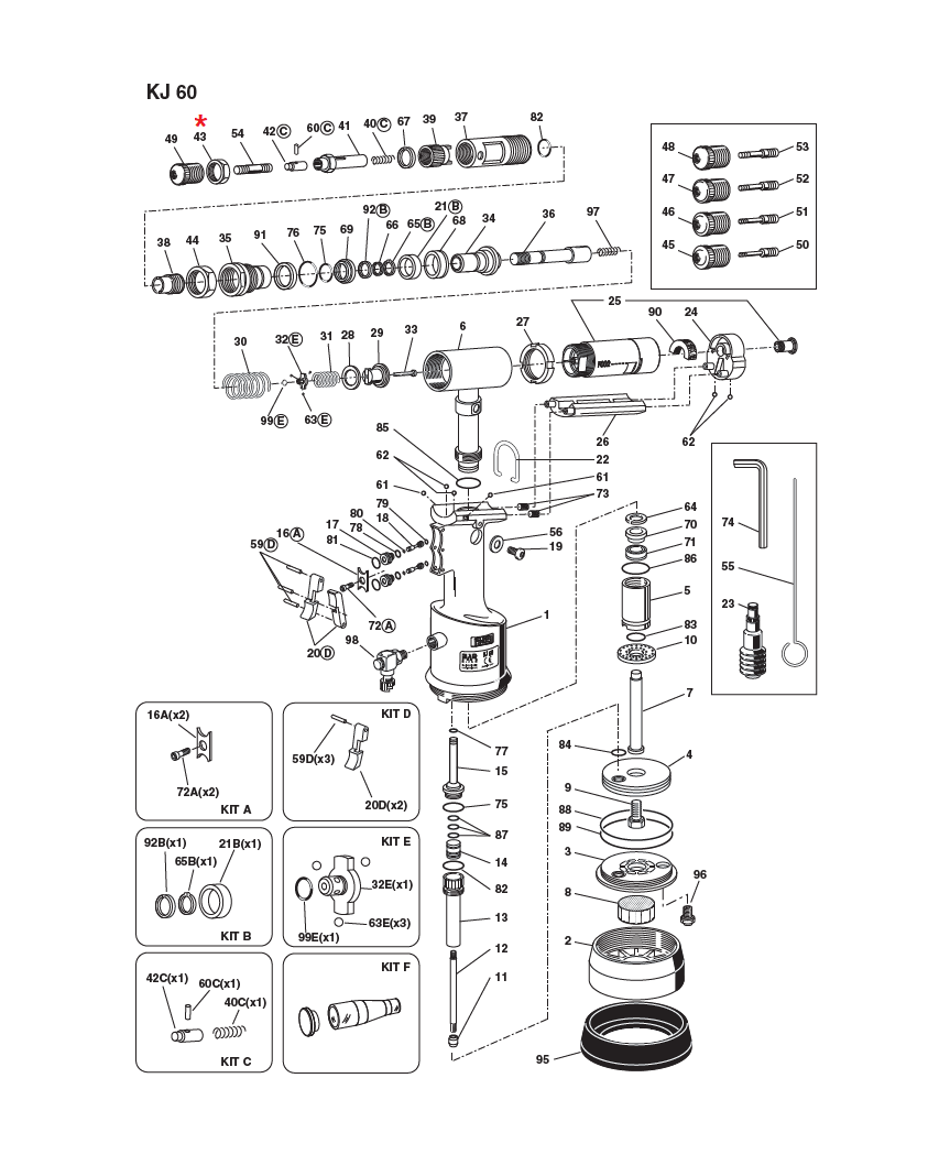 Accessories for riveting tools, Ring nut, for series KJ 60