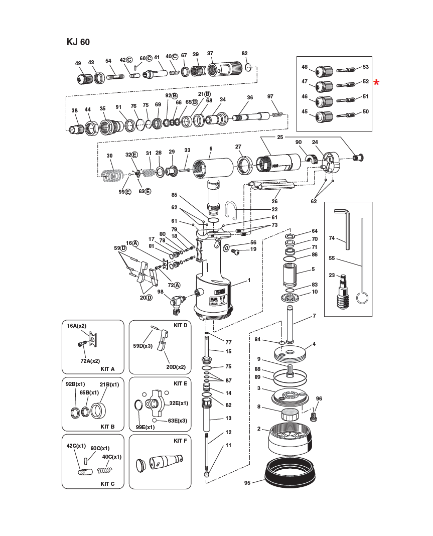 Accessories for riveting tools, Tie rod, M5, for series KJ 60