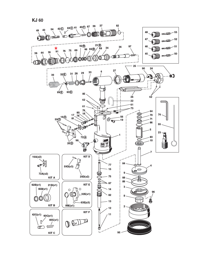 Accessories for riveting tools, Ring Parbak 8-119, for series KJ 60