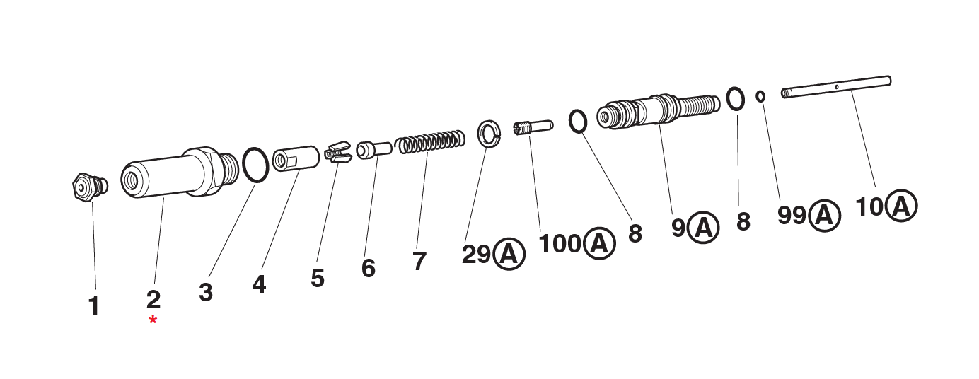 Accessories for riveting tools, Sleeve carrying nozzle, for series RAC 171/172/3000