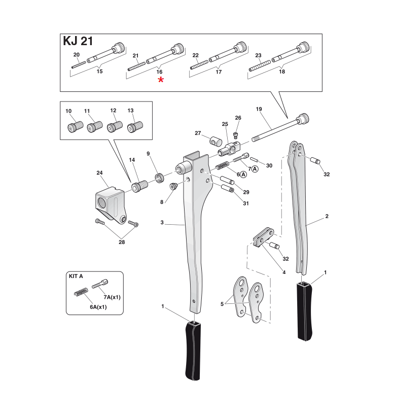 Accessories for riveting tools, Tie rod assembly, M4, for series KJ 21