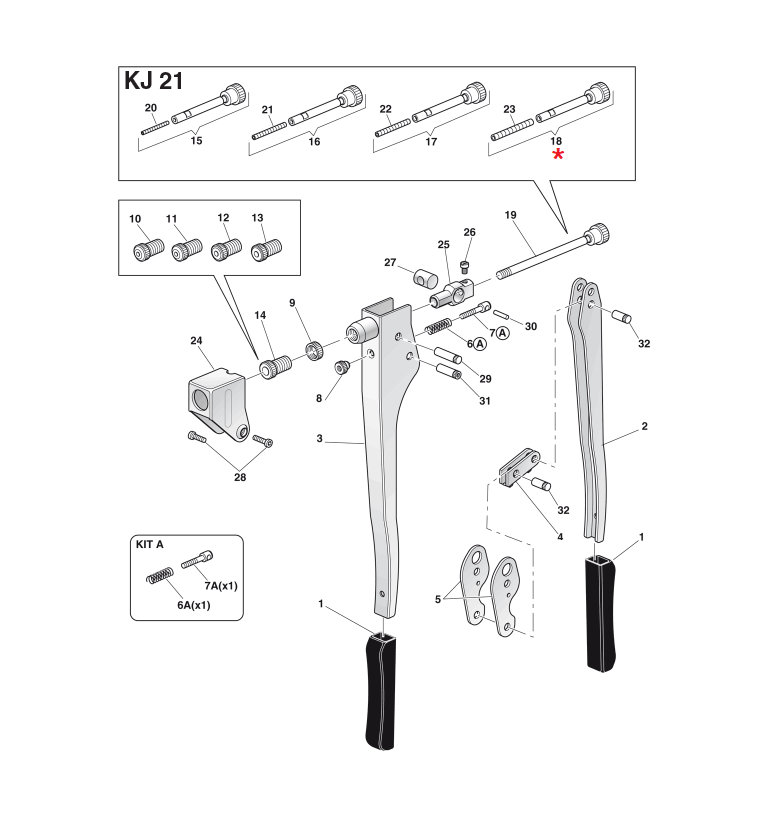 Accessories for riveting tools, Tie rod assembly, M6, for series KJ 21