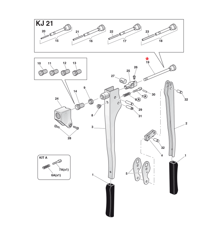Accessories for riveting tools, Tie rod assembly, M8, for series KJ 21
