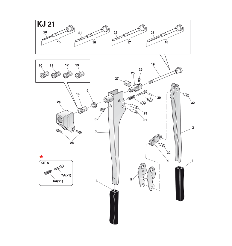 Accessories for riveting tools, Pin kit, for series KJ 21