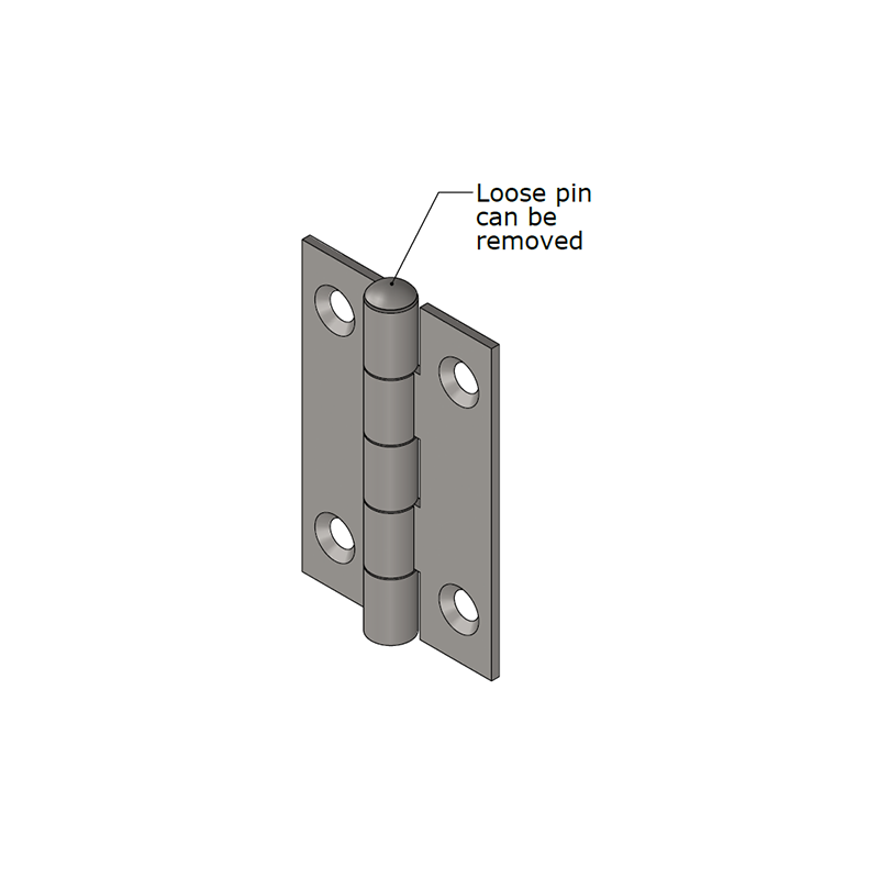 Butt hinge w/holes, stainless steel, L=76, B=50, T=2