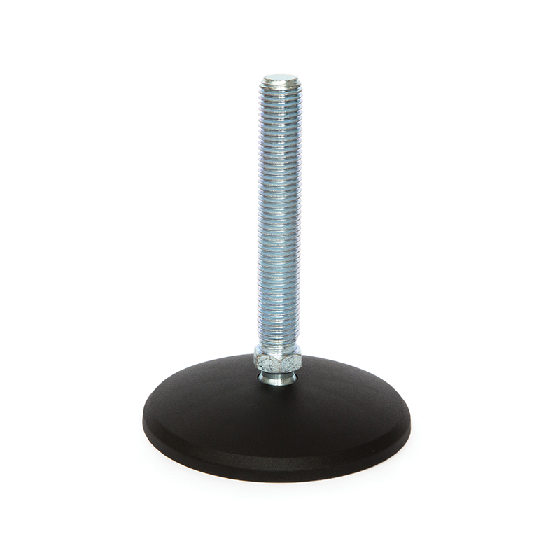 Levelling foot, steel, tiltable threaded spindle, M16, base diameter = 80 mm