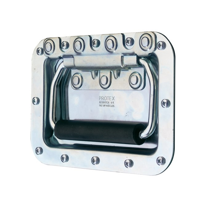 Flip handles, steel, spring-loaded, recessed, H= 127 mm, B= 181 mm