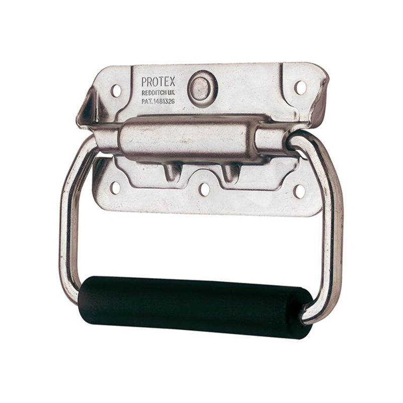 Flip handles, stainless steel, spring-loaded, H= 107 mm, B= 137,5 mm