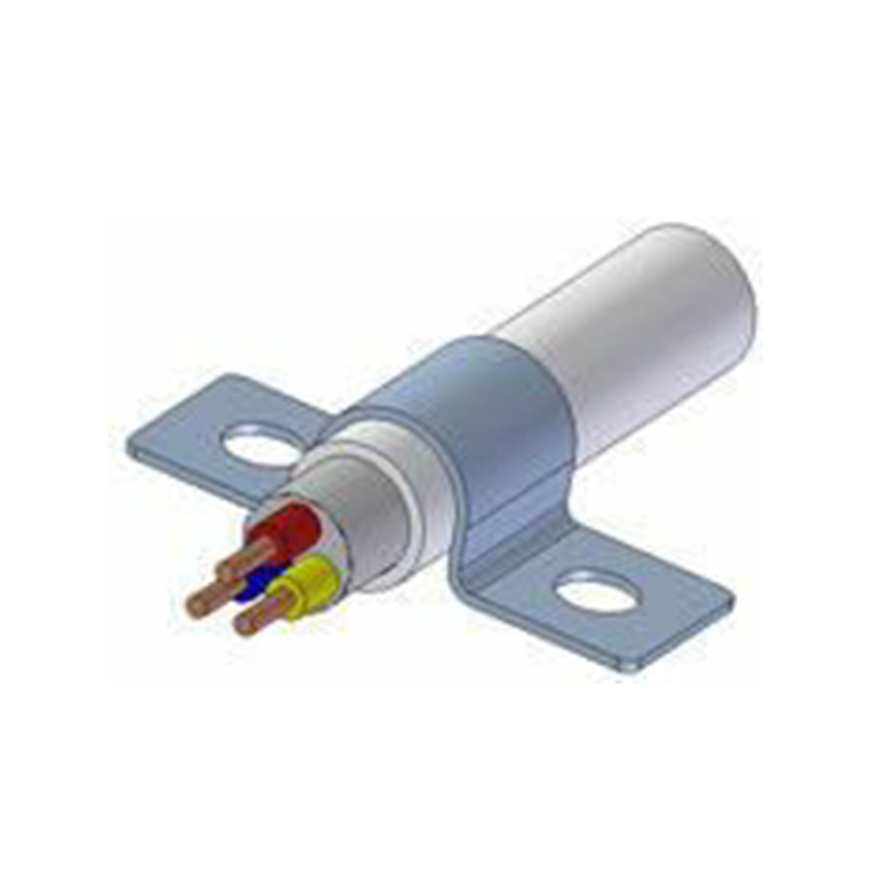 Cable clamp, acid proof stainless steel, two mounting flaps, D=28mm