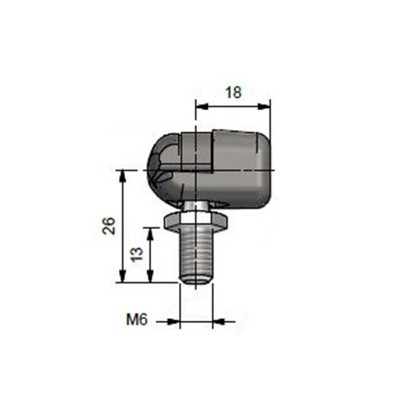 End Fitting, angle joint, steel, M6, L = 18 mm