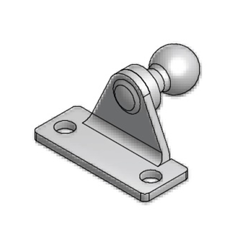 Bracket, acid proof stainless steel, outward angled ball, ball diameter = 13 mm