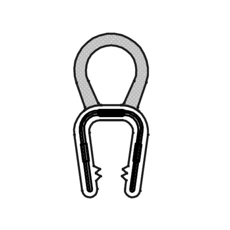 Edge profile w/top bulb, black EPDM, clamping width = 5 - 7 mm