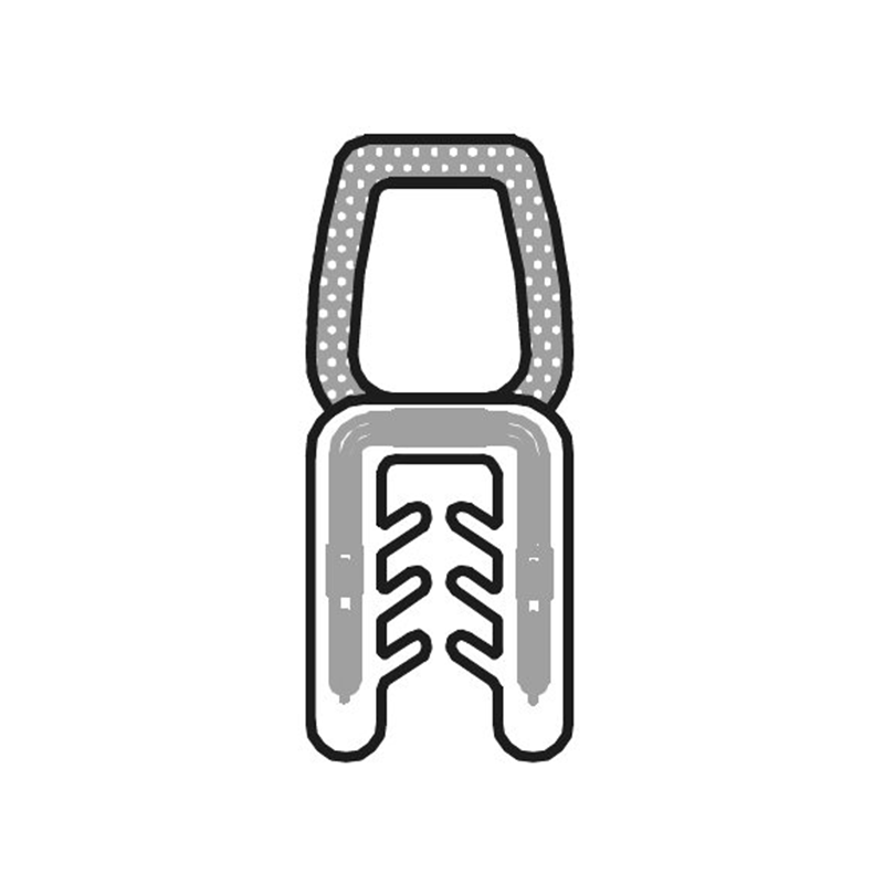 Edge profile w/top bulb, black EPDM, clamping width = 1 - 2 mm