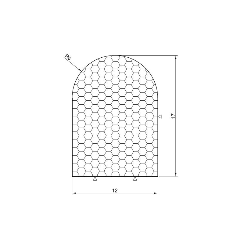 Expanded rubber without glue, d-profile, black epdm, W=12, H=17