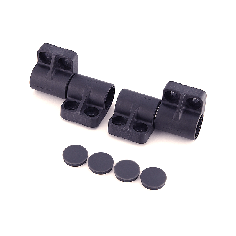 Hinge with damping, pbt plastic, top mounting, torque=7, L=75, B=60