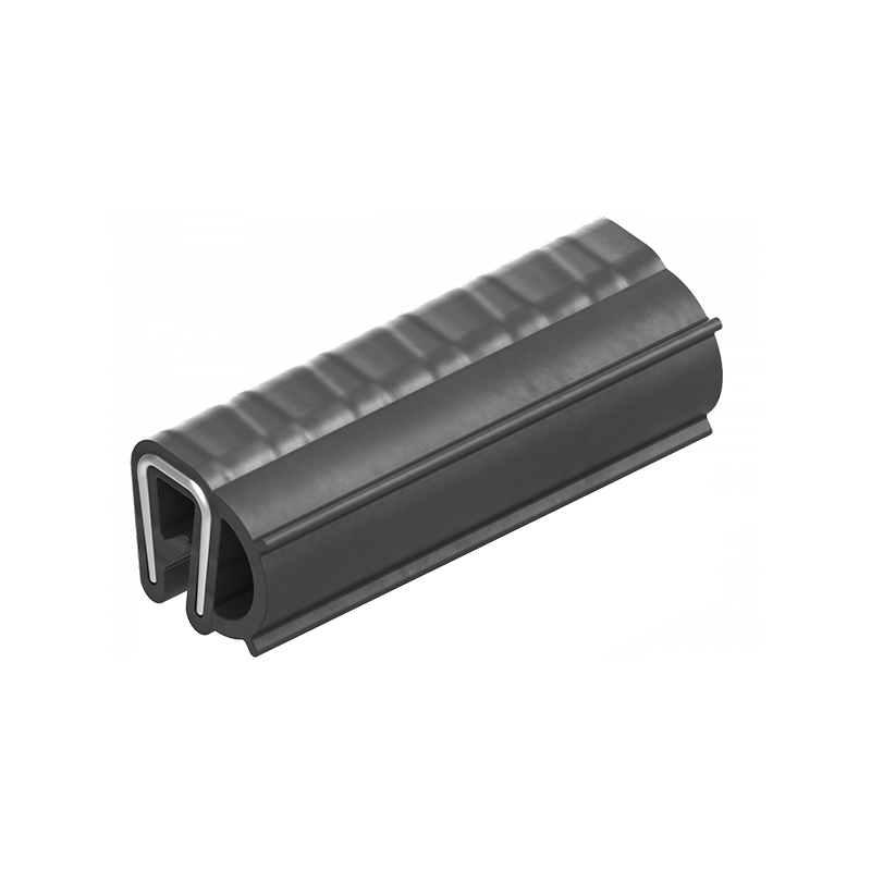 Edge profile w/side bulb, black EPDM, clamping width = 1 - 2 mm