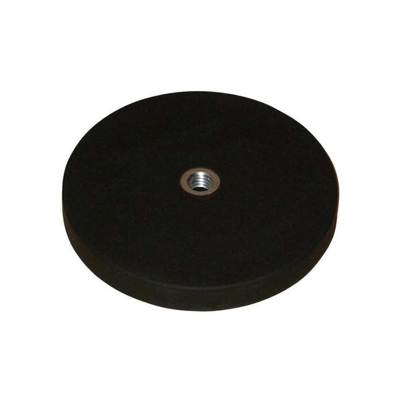 Rubber molded magnet, circular, M4, H=5,5mm , F=85N