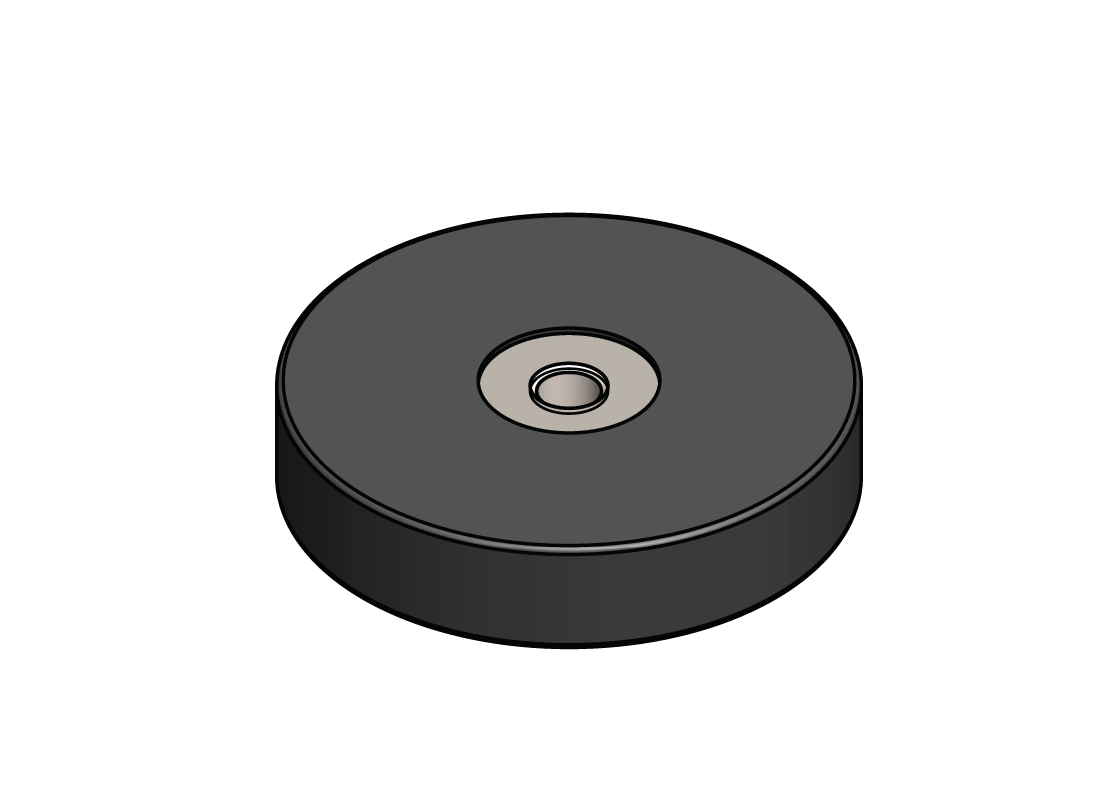 Rubber coated magnet, circular, M6, H=9,5mm , F=300N