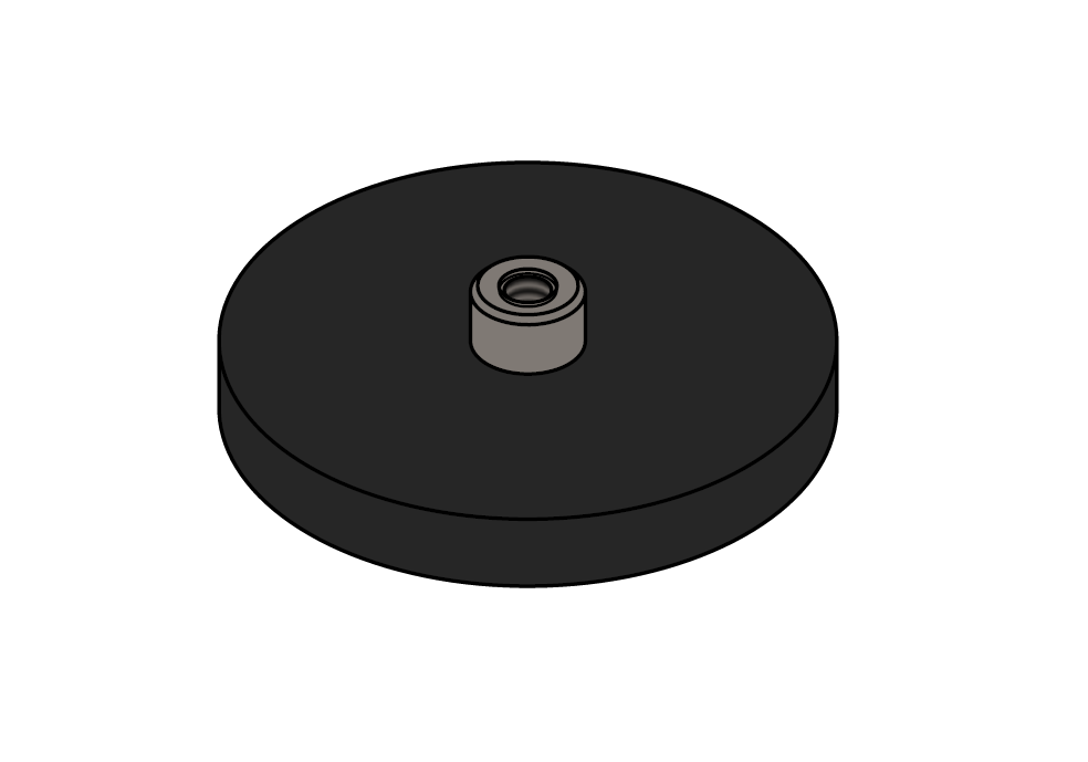 Rubber molded magnet, circular, M6, H=14mm , F=700N