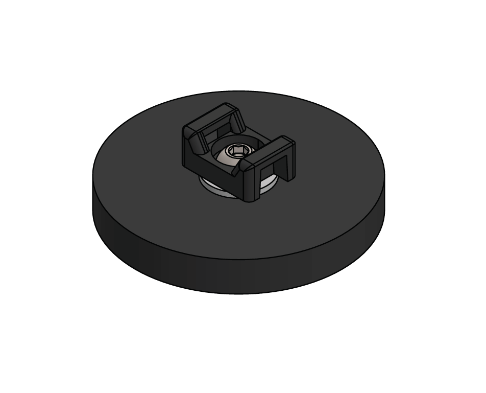 Rubber coated magnet, circular, M6, H=8,5mm , F=180N