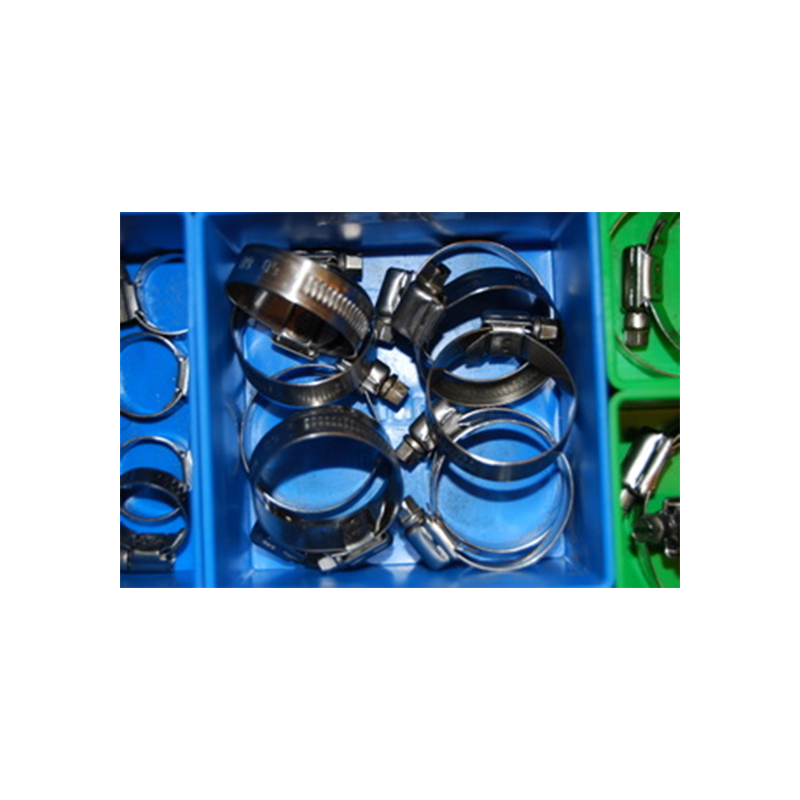 Complete hose clamp, acid proof stainless steel, Diameter range: 26-38mm