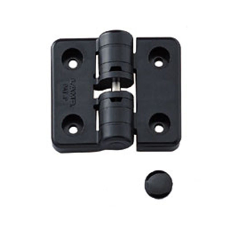 Detent hinge, black pom plastic, L=50, B=60, H=17