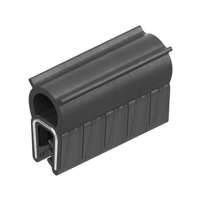 Edge profile w/top bulb, black EPDM, clamping width = 1 - 3,5mm