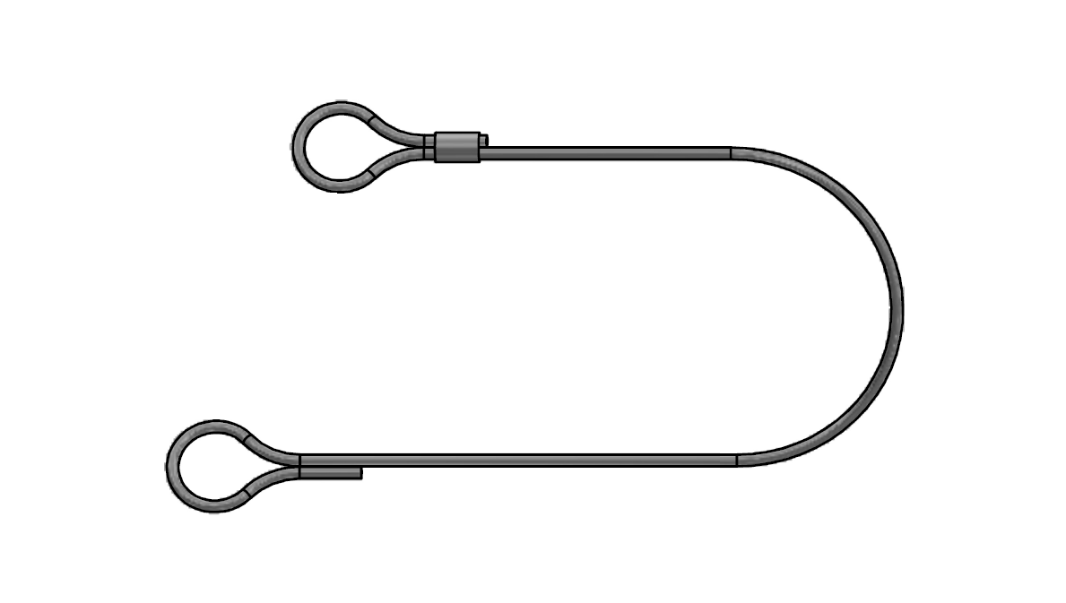 Wire assembly, acid proof stainless steel, diameter = 1,5mm, L= 250mm