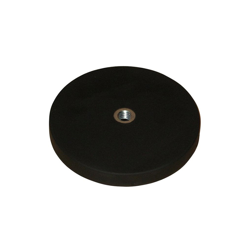 Rubber coated magnet, circular, M6, H=8,5mm , F=180N