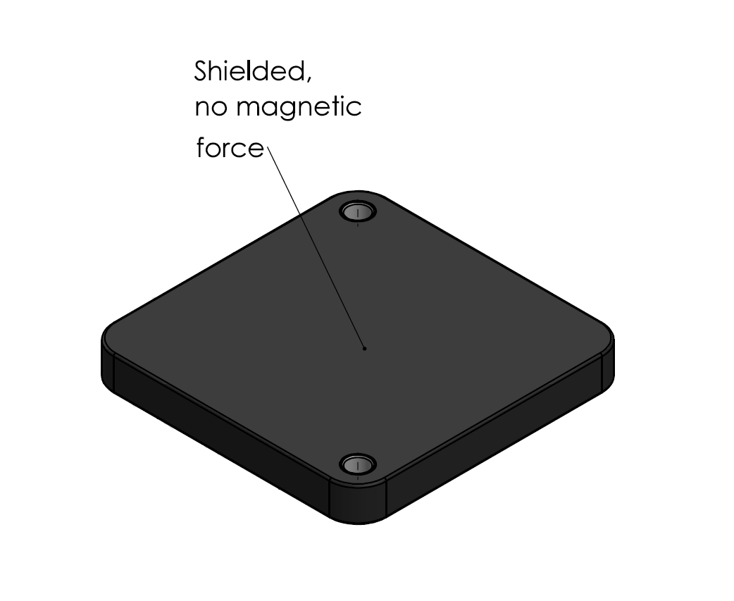 Rubber coated magnet, square, M6, H=8,5mm , F=200N
