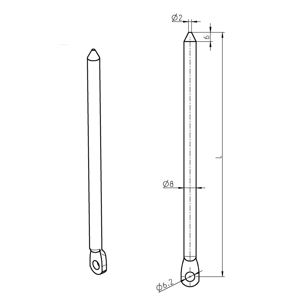 Round rod, steel, universal, L=701 - 750, D=8
