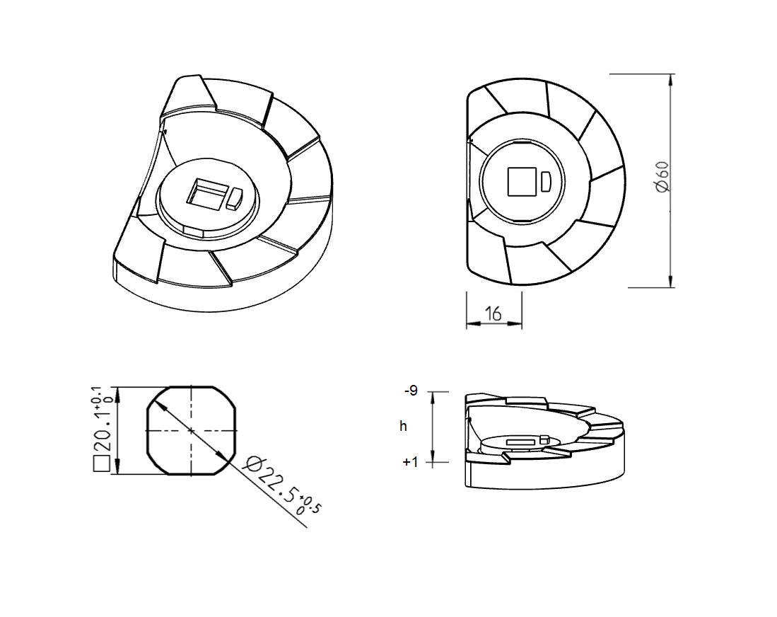 Cam, stepped cam, steel, L=, B=, offset height=1 mm.